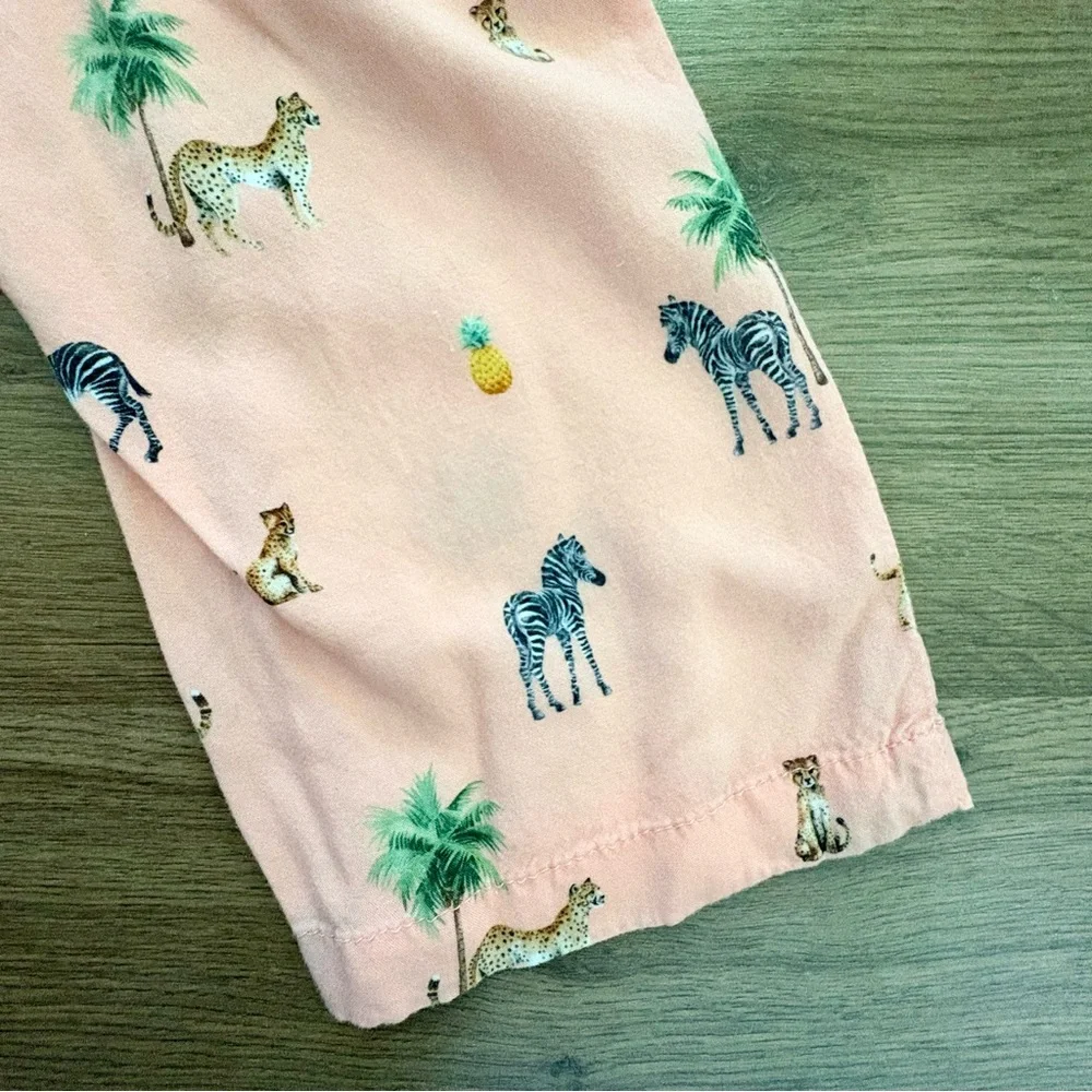 H&M Girls Pink Safari Pajama Set Size 5/6 Animal Print K. Kijan